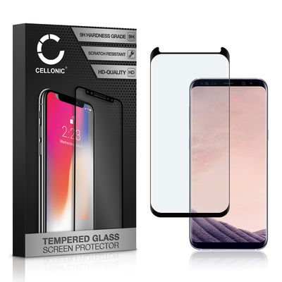 Vetro temperato CELLONIC per Samsung Galaxy S8 Plus (SM-G955 / SM-G955F), screen protector (3D Case-friendly 9H 0,33mm Full Glue) nero Pellicola salva schermo per telefono cellulare smartphone