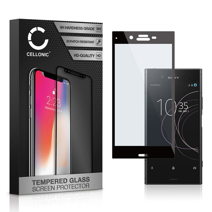 Vetro temperato CELLONIC per Sony Xperia XZ1, screen protector (3D Full Cover 9H 0,33mm Edge Glue) nero Pellicola salva schermo per telefono cellulare smartphone