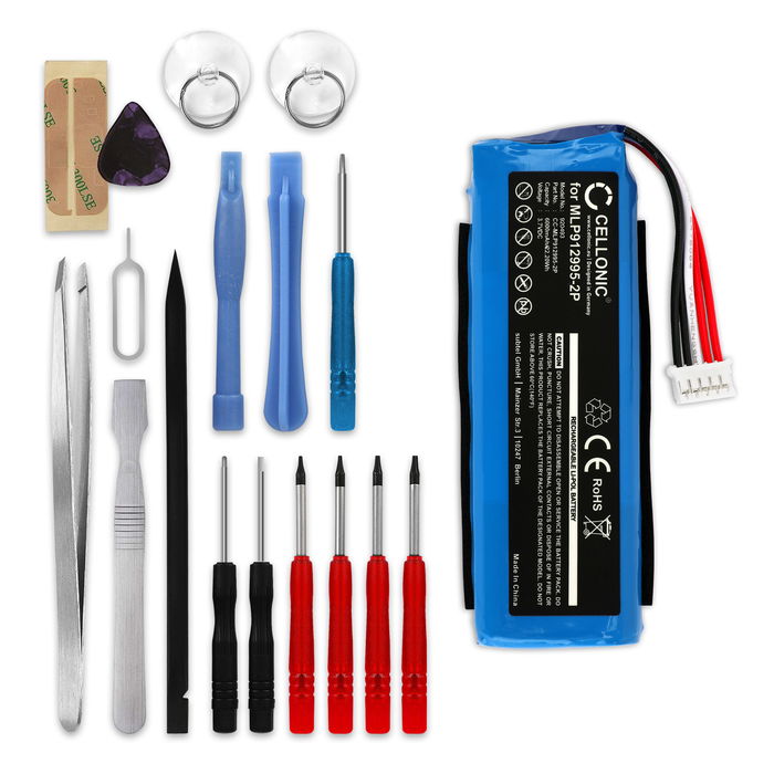 Batteria per JBL Charge 2+, Charge 2 +, Charge 2 plus / JBL GSP1029102 6000mAh + Set di strumento marca CELLONIC