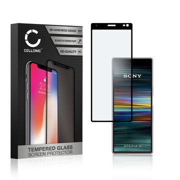 Vetro temperato CELLONIC per Sony Xperia 10, screen protector (3D Full Cover 9H 0,33mm Edge Glue) nero Pellicola salva schermo per telefono cellulare smartphone
