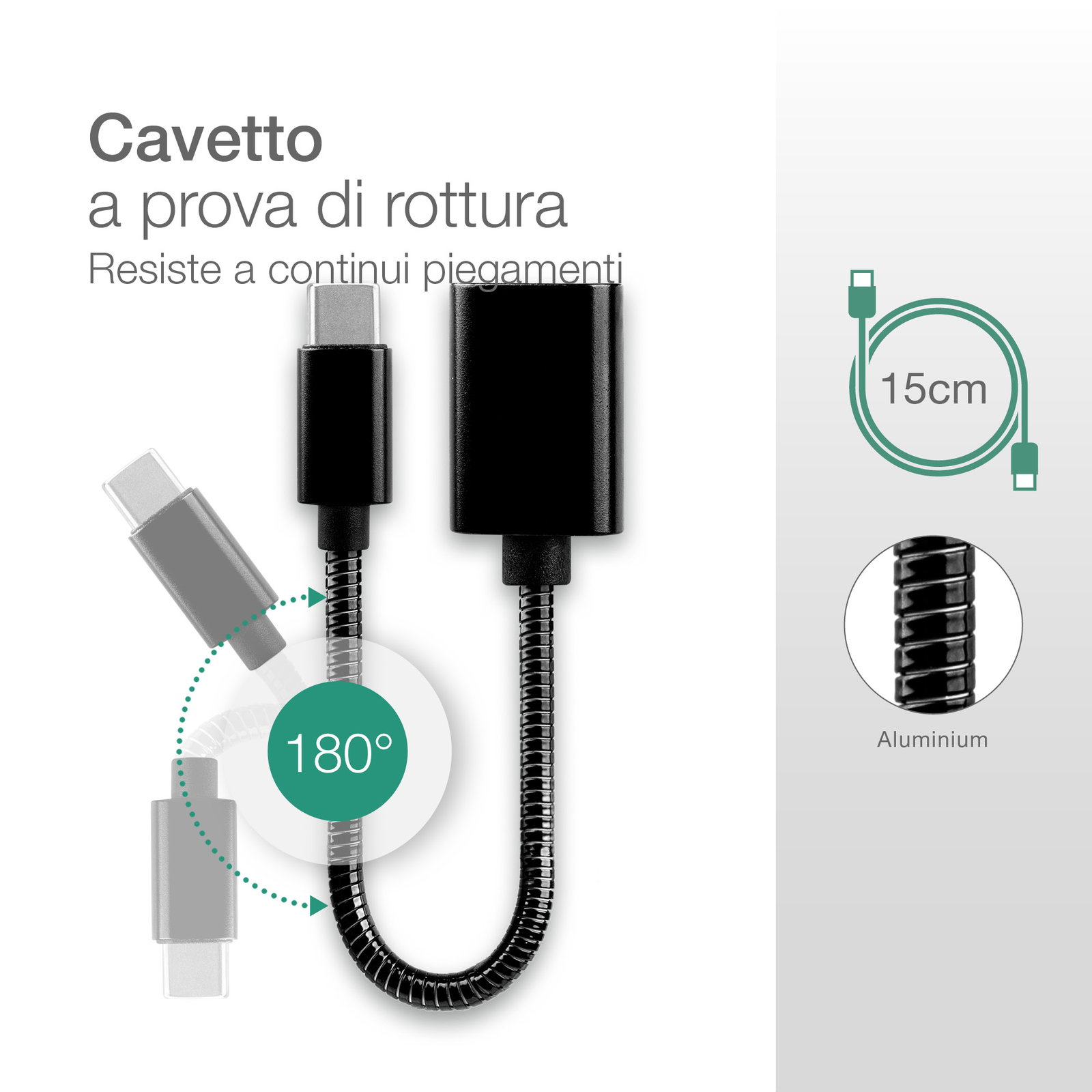 Cavo CELLONIC USB 3.1 Type-C 2m In Nylon Nero Per Google Pixel C - Ricarica Rapida 3A E Trasferimento Dati - 4