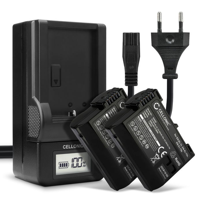 2x Nikon D800 Batteria da 2000mAh marcata CELLONIC + Caricabatteria