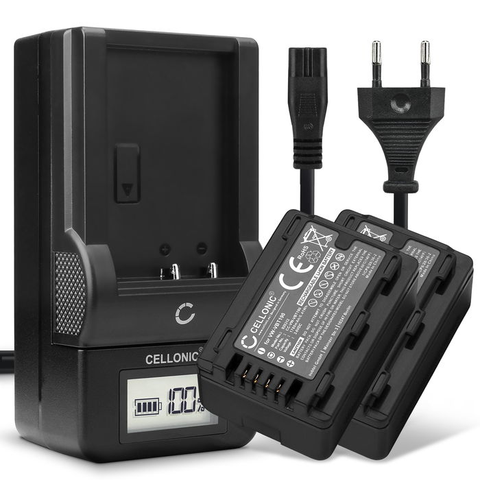 2x Panasonic VW-VBT190 Batteria da 1780mAh marcata CELLONIC + Caricabatteria