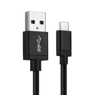 2x Cavo USB con connettore USB C Type C per fotocamera GoPro Hero 5, 6, 7, 8, 9, 10, 11, Max, Max 360, Fusion Filo lungo 1m ricarica cavetto dati in piacevole Nylon nero