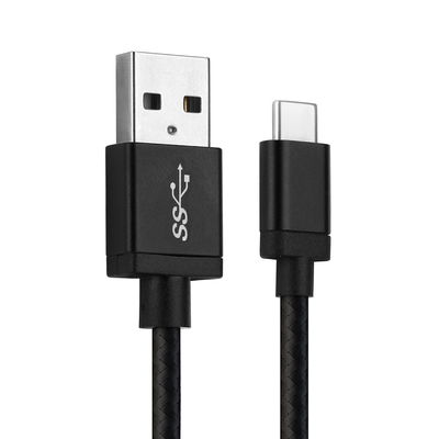 Cavo USB 3.1 Gen 1 con connettore USB C Type C per telefono Nokia 8.3, 8.1 / 7.2, 7.1, 7+ / 6.2, 6.1 / 5.4, 5.3 / 3.4 / 9 Pureview / M2 filo di 1m cavetto dati & ricarica 3A in Nylon nero per cellulare