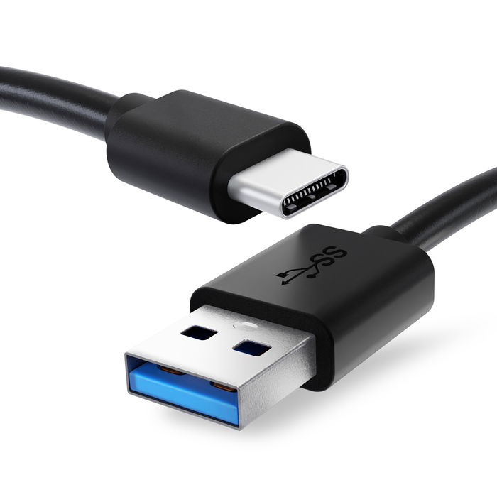 Cavo USB 3.1 Gen 1 con connettore USB C Type C per telefono Gigaset GS290, GS280, GS195, GS195LS, GS190, GS110 / ME, ME Pure, ME Pro filo di 1m cavetto dati & ricarica 3A in PVC nero per cellulare
