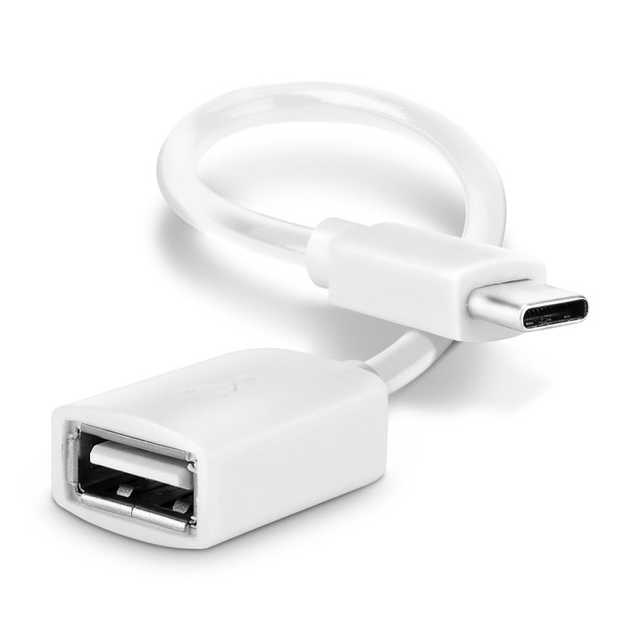 Cavo OTG USB C Type C per tablet Huawei MediaPad M5 8.4 / M5 10.8 / M5 Pro / M5 lite 10 USB A versione 2.0 guaina in PVC cavetto adattatore da 15cm bianco