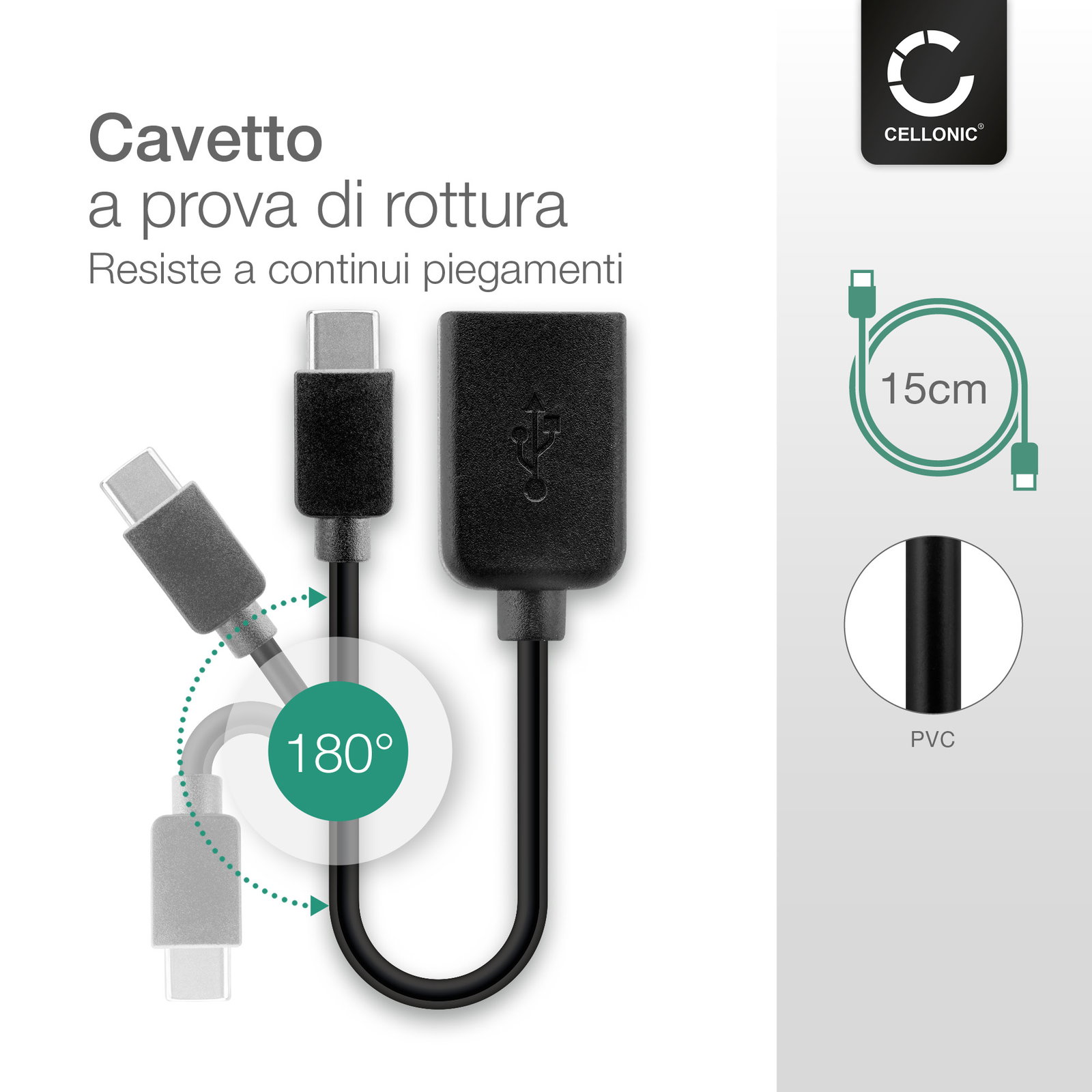 Cavo USB C Type-C 1m CELLONIC Per Oppo Reno, Find X, R17 – Ricarica Veloce 3A E Trasferimento Dati - 5