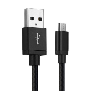 Cavo USB 2.0 con connettore Micro USB per telefono BlackBerry Passport / Classic / Priv / Z10 / Q10 / Q5 / Bold Touch 9900 / DTEK50 filo di 1m cavetto dati & ricarica 2A in Nylon nero per cellulare