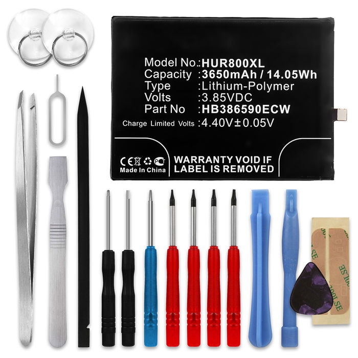 CELLONIC Phone Battery Replacement for Huawei Honor 8x + 17-Tool Phone Repair Kit - HB386590ECW 3650mAh