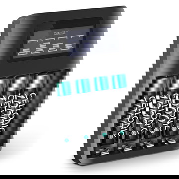 CELLONIC Caricabatterie USB per batterie stilo e ministilo AA e AAA con 4 postazioni di ricarica, caricatore di pile + 4x Batterie AAA ricaricabili  da 1000mAh