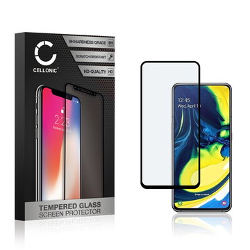 Vetro temperato CELLONIC per Samsung Galaxy A80 (SM-A805), screen protector (3D Full Cover 9H 0,33mm Full Glue) nero Pellicola salva schermo per telefono cellulare smartphone
