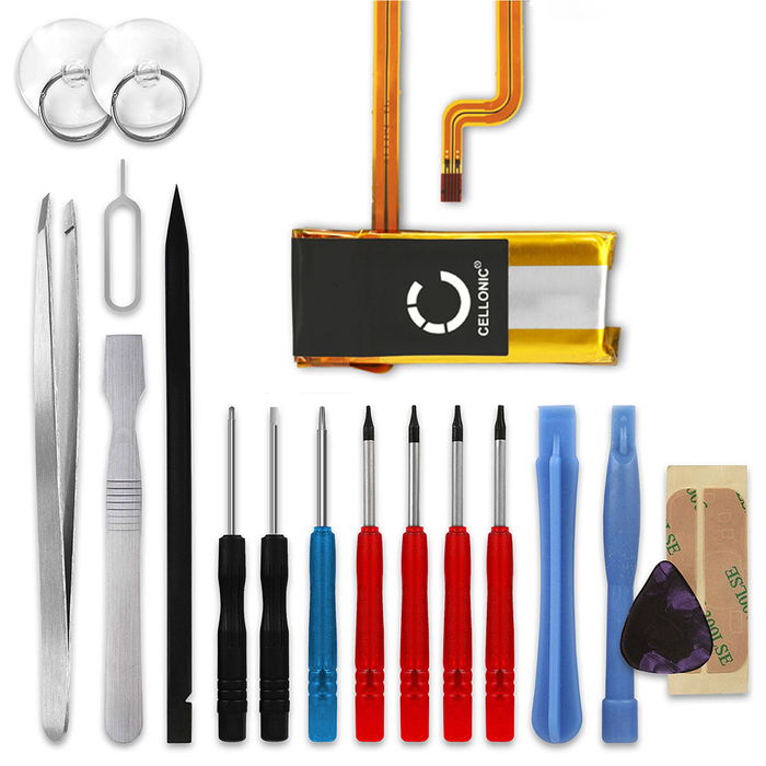 Apple iPod 7 Gen. (Classic Late 2008) - A1238 - 120Gb Batteria marcata CELLONIC, 450mAh di capacità + Set di strumento