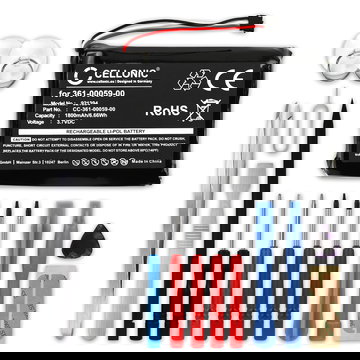 Batteria di ricambio 361-00059-00 per navigatore Garmin Zumo 390, Zumo 350, Zumo 340 (010-01043-01, 020-00218-05) da 1800mAh + Set di strumento per smontare agevolmente anche viti di altri dispositivi