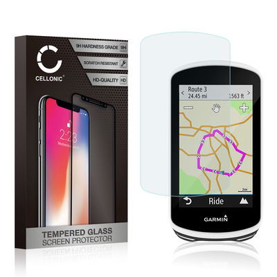 CELLONIC GPS Screen Protector for Garmin Edge 1040, Edge 1040 Solar / Edge 1030, Edge 1030 Plus SatNav Sat Nav Screen Cover Film - 2.5D 0,30mm Full Glue 9H Tempered Glass Display Guard Crystal Clear