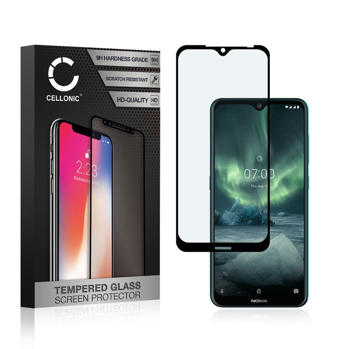 Vetro temperato CELLONIC per Nokia 7.2, screen protector (3D Case-friendly 9H 0,33mm Full Glue) nero Pellicola salva schermo per telefono cellulare smartphone