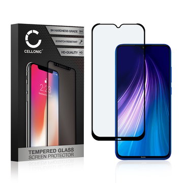 Vetro temperato CELLONIC per Xiaomi Redmi Note 8, screen protector (3D Full Cover 9H 0,33mm Full Glue) nero Pellicola salva schermo per telefono cellulare smartphone