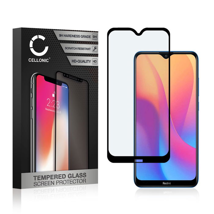 Vetro temperato CELLONIC per Xiaomi Redmi 8A, screen protector (3D Full Cover 9H 0,33mm Full Glue) nero Pellicola salva schermo per telefono cellulare smartphone