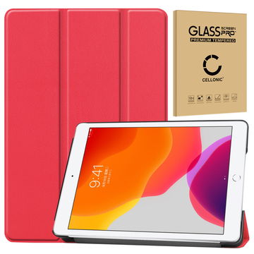 Cover protezione per tablet Apple iPad 10.2 2019, 2020, 2021 (7th, 8th, 9th Gen) Socca piegabile con funzione di supporto e bumper in Similpelle rosso case a libro, scocca etui custodia astuccio