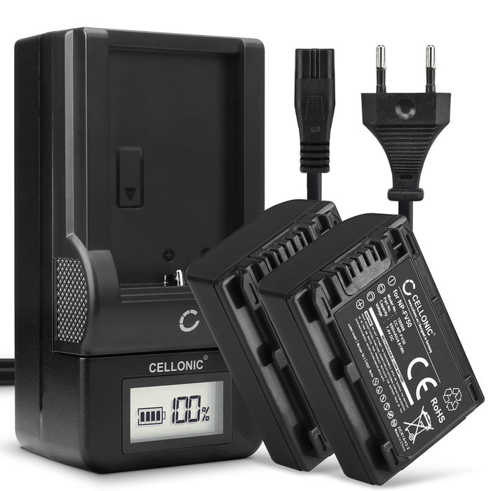 2x Sony DCR-SX21 Batteria marcata CELLONIC, 650mAh + Caricabatteria