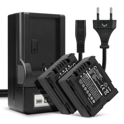 2x Batteria per Panasonic NV-GS10 NV-GS120 NV-GS140 NV-GS150 NV-GS158 NV-GS180 NV-GS188 NV-GS200 - CGA-DU06,CGA-DU07,CGA-DU12,CGA-DU14 750mAh + Caricabatteria di Ricambio sostituzione scorta