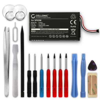 Batteria SP65M CELLONIC per Sony PS Vita (PCH-1000 / PCH-1004) / PS Vita (PCH-1100 / PCH-1104) Ricambio da 2200mAh + Set di strumento per console giochi controller palmari