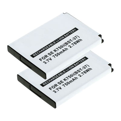 2x Batteria subtel BST-37 per telefono Sony Ericsson W810i / W800i / W550i / W350i / K750i / K610i / J110i / V630i / Z520i Ricambio affidabile da 750mAh per il tuo cellulare smartphone