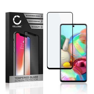 Vetro temperato CELLONIC per Samsung Galaxy A71 (SM-A715), screen protector (3D Full Cover 9H 0,33mm Full Glue) nero Pellicola salva schermo per telefono cellulare smartphone