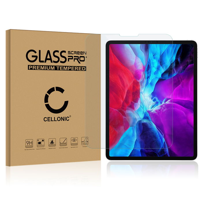 Vetrino protettivo 9H CELLONIC per tablet iPad 12,9 2020 (A2229 / A2233), (3D Case-friendly Screen protector 0,33mm Full Glue), colore Trasparente, pellicola salva-schermo anche per e-reader