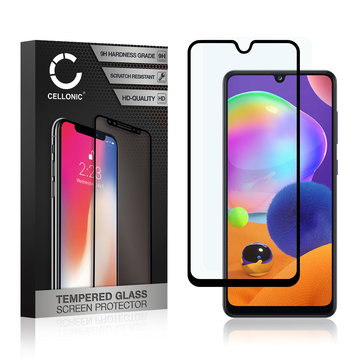 Vetro temperato CELLONIC per Samsung Galaxy A31 (SM-A315), screen protector (3D Case-friendly 9H 0,33mm Full Glue) nero Pellicola salva schermo per telefono cellulare smartphone