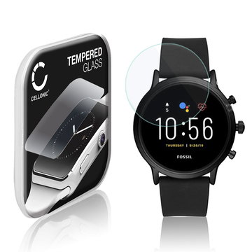 Vetrino protettivo 9H CELLONIC per Fossil 5. Generation, (2.5D Screen protector 0,33mm per smartwacht, braccialetto fitness Full Glue), colore Trasparente, pellicola salva-schermo di orologio smartwatch