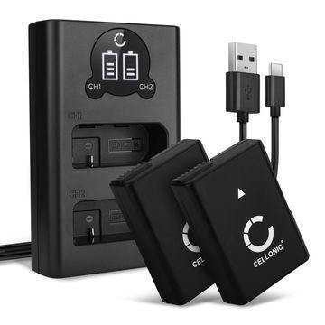 2x Batteria per Nikon D3300 D3500 D3200 D3100 Coolpix P7000 P7100 P7700 P7800 EN-EL14 - EN-EL14 EN-EL14a 1050mAh + Caricabatteria doppio MH-24 Ricambio sostituzione scorta