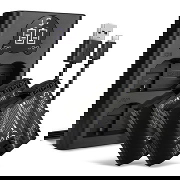 2x Battery for Nikon D850 D750 D7500 D810 D800 D7100 D7000 D610 D600 D800E EN-EL15 MH-25 2000mAh + Dual Charger from CELLONIC