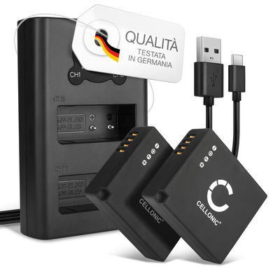 2x Batteria per Leica D-LUX Typ 109, Leica D-LUX 7 - BP-DC15 BP-DC15-E BP-DC15-TK BP-DC15-U 730mAh + Caricabatteria doppio BC-DC15 BC-DC15-E Ricambio sostituzione scorta