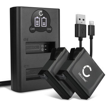 2x CELLONIC Camera Battery for GoPro Hero 4 Hero 4 Black Hero 4 Plus Hero 4 Silver Replacement AHDBT-401 335-06532-000 Battery 1160mAh Backup + Dual Charger