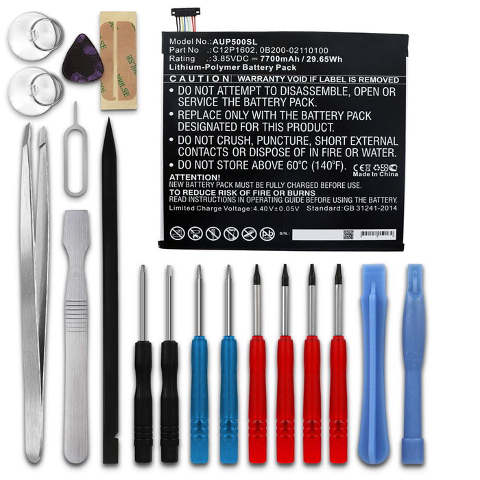 Batteria ASUS ZenPad 3S 10 (Z500KL) 7700mAh + Set di strumento, sostituzione col tuo tablet pc, Batteria di ricambio