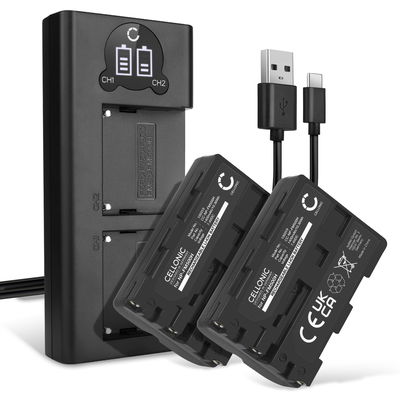 2x CELLONIC Camera Battery for Sony A58 A57 A65 A68 A77 II A99 II Alpha 68 A200 A300 A350 A500 A700 A900 DSLR-A200 SLT-A57 Replacement NP-FM500H Battery 1400mAh Backup + Dual Charger BC-VM10A