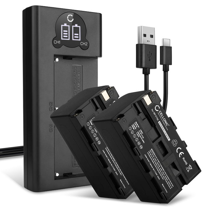 2x Sony Q002-HDR1 Batteria da 4400mAh marcata CELLONIC + Caricabatterie Doppio