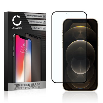 Vetro temperato CELLONIC per Apple iPhone 12 Pro Max, screen protector (3D Full Cover 9H 0,33mm Full Glue) nero Pellicola salva schermo per telefono cellulare smartphone