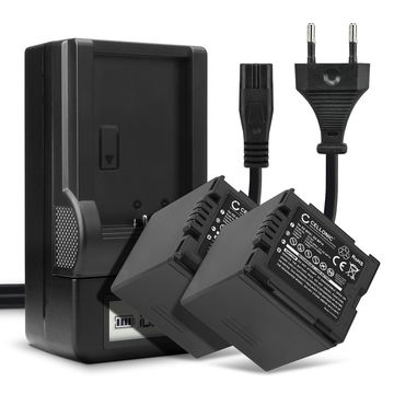 2x Batteria per Panasonic NV-GS27 -GS17 -GS400 -GS180 -GS75 -GS500 -GS320 -GS60 VDR-D150 -D100 -D160 SDR-H20 -H280 PV-GS39 -GS150 - CGR-DU14 CGR-DU12 CGA-DU12 2100mAh + Caricabatteria di Ricambio sostituzione scorta