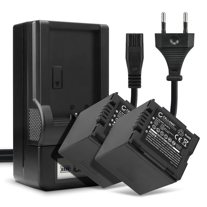 2x Batteria per Panasonic NV-GS27 -GS17 -GS400 -GS180 -GS75 -GS500 -GS320 -GS60 VDR-D150 -D100 -D160 SDR-H20 -H280 PV-GS39 -GS150 - CGR-DU14 CGR-DU12 CGA-DU12 2100mAh + Caricabatteria di Ricambio sostituzione scorta