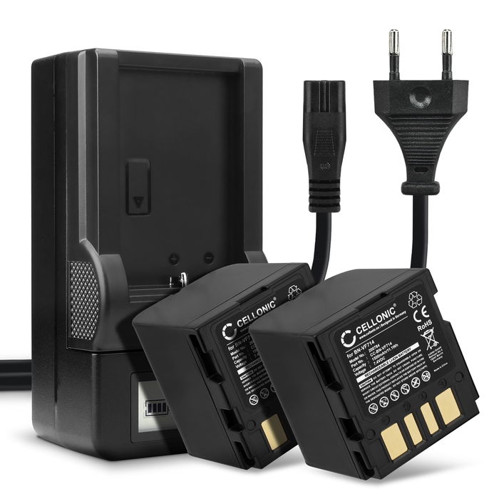 2x Batteria per JVC GZ-D240, GZ-D270, GZ-DF420, GR-D240, GR-D270, GR-D290, GR-DF420, GR-X5 - BN-VF714 1500mAh + Caricabatteria di Ricambio sostituzione scorta