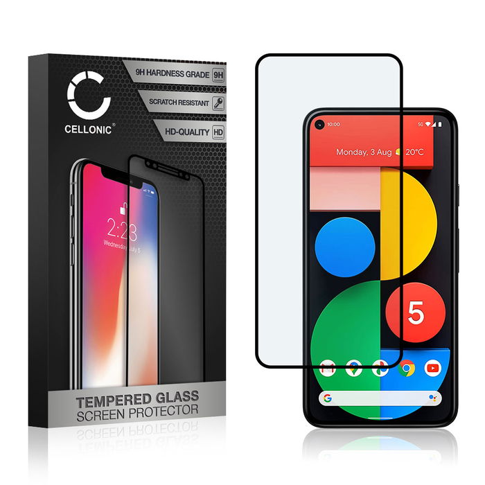 Vetro temperato CELLONIC per Google Pixel 5, screen protector (3D Case-friendly 9H 0,33mm Full Glue) nero Pellicola salva schermo per telefono cellulare smartphone