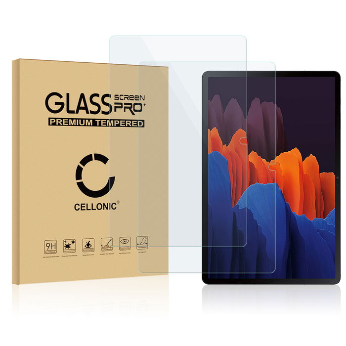 2x Vetrino protettivo 9H CELLONIC per tablet Samsung Galaxy Tab S7 (SM-T870 / SM-T875), (2.5D Screen protector 0,33mm Full Glue), colore Trasparente, pellicola salva-schermo anche per e-reader