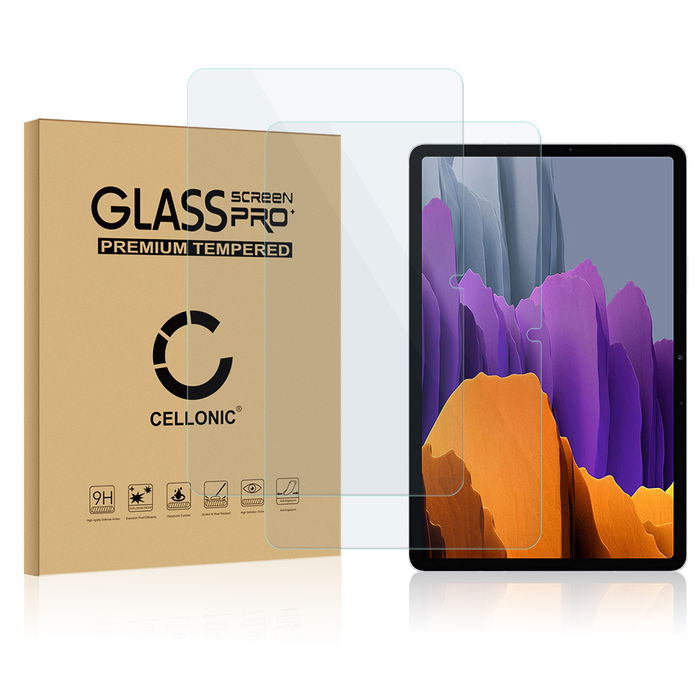 2x Vetrino protettivo 9H CELLONIC per tablet Samsung Galaxy Tab S7 Plus Wi-Fi (SM-T970), (2.5D Screen protector 0,33mm Full Glue), colore Trasparente, pellicola salva-schermo anche per e-reader
