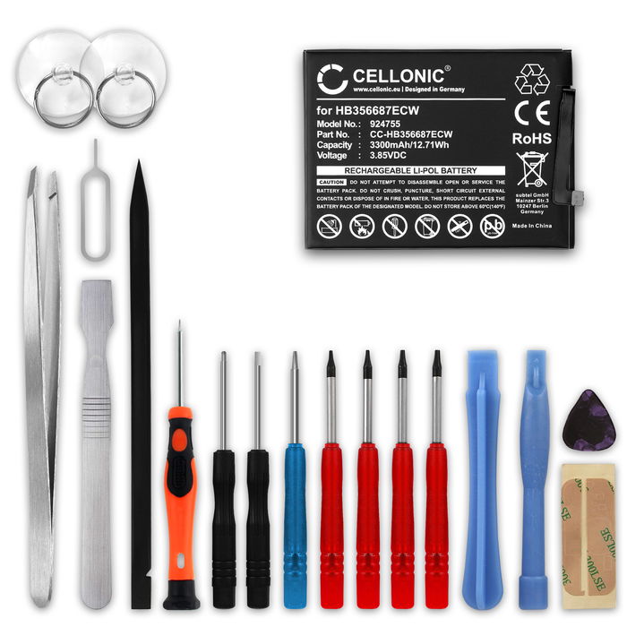 Batteria CELLONIC HB356687ECW per telefono Huawei Mate 10 Lite Ricambio affidabile da 3300mAh + Set di strumento Sostituisci professionalmente con giravite T2