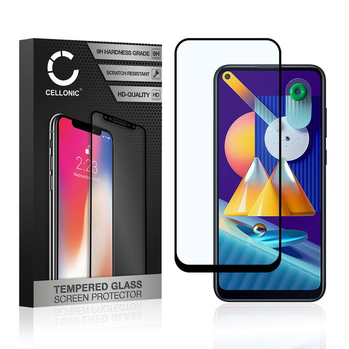 Vetro temperato CELLONIC per Samsung Galaxy M11 (SM-M115), screen protector (3D Full Cover 9H 0,33mm Full Glue) nero Pellicola salva schermo per telefono cellulare smartphone