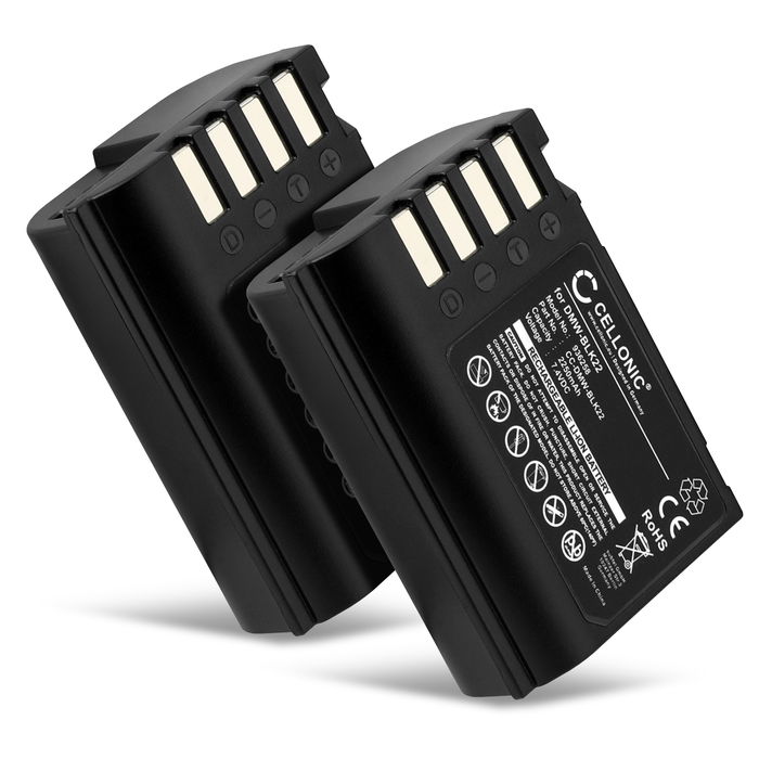 2x Panasonic DMW-BLK22 Batteria da 2250mAh marcata CELLONIC