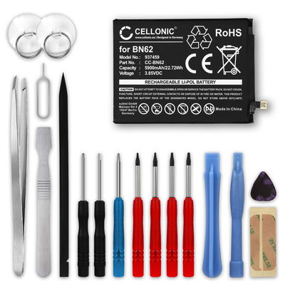 Batteria CELLONIC BN62 per Xiaomi Poco M3 / Redmi Note 9 Ricambio da 5900mAh + Set di strumento Sostituzione facile con utensili adatti e duraturi