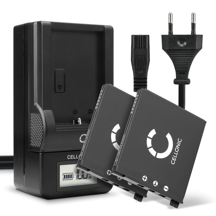 2x Batteria di ricambio per Casio NP-60 batteria 720mAh  + Caricabatteria efficiente e durata per la tua fotocamera e videocamera